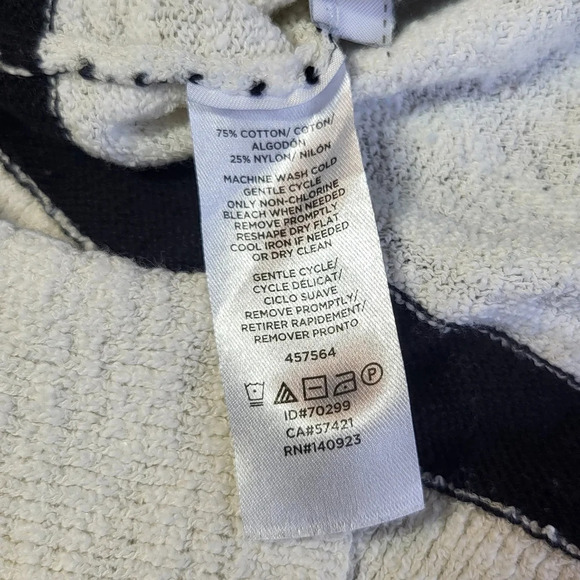 SOLD LOFT Nautical Striped Knit Boat Neck Relaxed Fit Sweater White Black - Picture 8 of 11